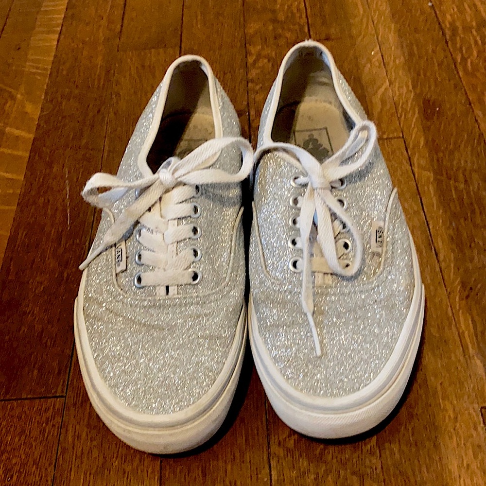 White glitter Vans